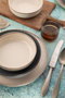 Hermia Juego de Cena de Porcelana de 16 Piezas Crema y Azul